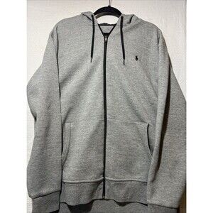 Polo Ralph Lauren Hoodie Size LT Hood Gray Blue Pony Vintage Med Zip Up